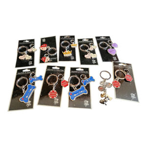 Lot of 10 Pet Keychains Charm Sets Silver Multi-color